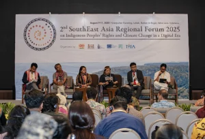 Dr. Wenki Ariando is currently delivering a presentation at Plenary Session 1 of the 2nd Southeast Asia Regional Forum on Indigenous Peoples and the Climate Crisis in the Digital Age of 2025